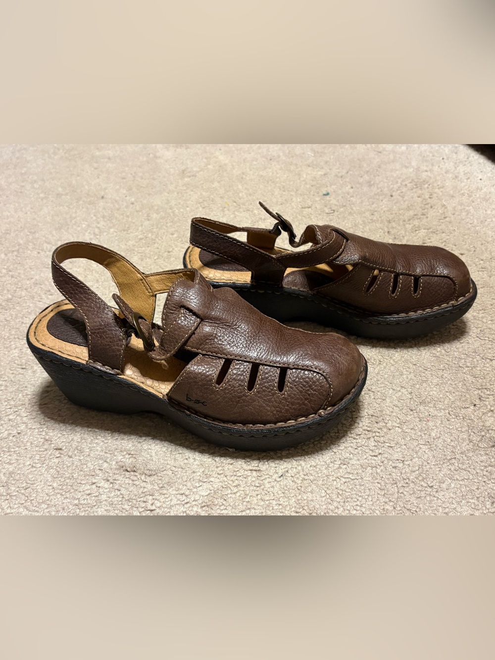 Women’s 7 eu 38 Brown Leather Slingback Clog Sandals B.o.c. Boc born concept - Picture 2 of 9